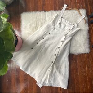 Fame and Partners Cream White Linen Dress Button
